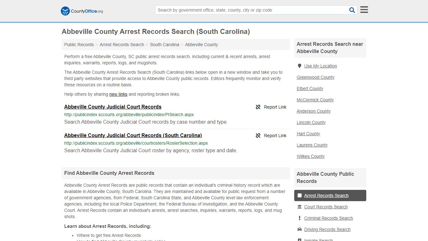 Arrest Records Search - Abbeville County, SC (Arrests & Mugshots)